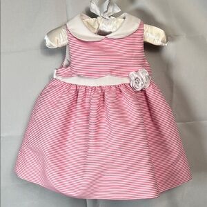 Florence Eiseman Pink and white stripe Party dress size 6 months